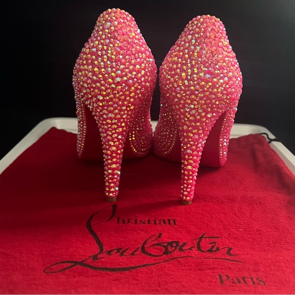 Christian Louboutin Barbie Pink Swarovski Crystal Rhinestone Heels Size 36.5 - Picture 3 of 8